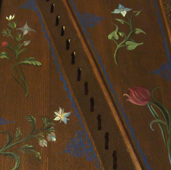 Flemish style soundboard painting after Hans Ruckers 1581 Octave Spinet Virginal