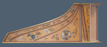 Soundboard painting comission for an instrument built in the style of Jean-Antione Vaudry Paris 1681.